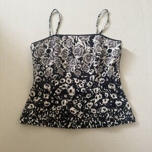 White House Black Market 90s Corset Bustier Top Rose Floral Lined Size 6 WHB